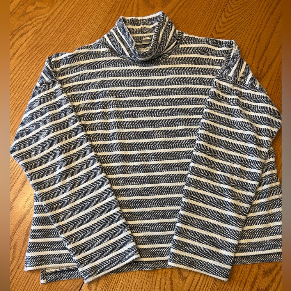 J. Crew Black and Off-White Striped Sweater -EUC